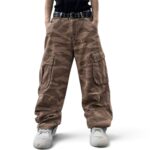 Pantalón Cargo Baggy Camuflado Marrón